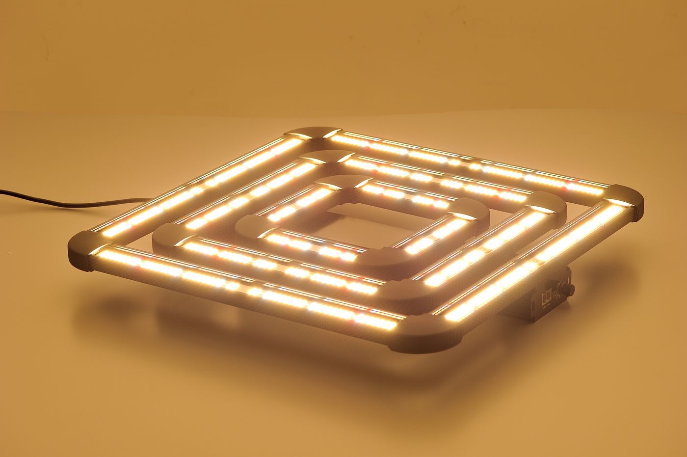 Square ring LED grow light illuminated warm white